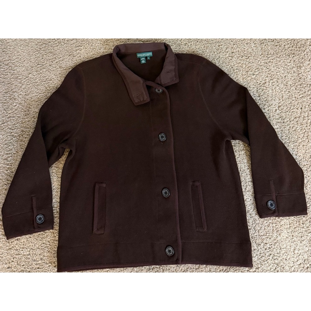 Lauren Ralph Lauren Brown Cotton Button Front Cardigan Jacket XL